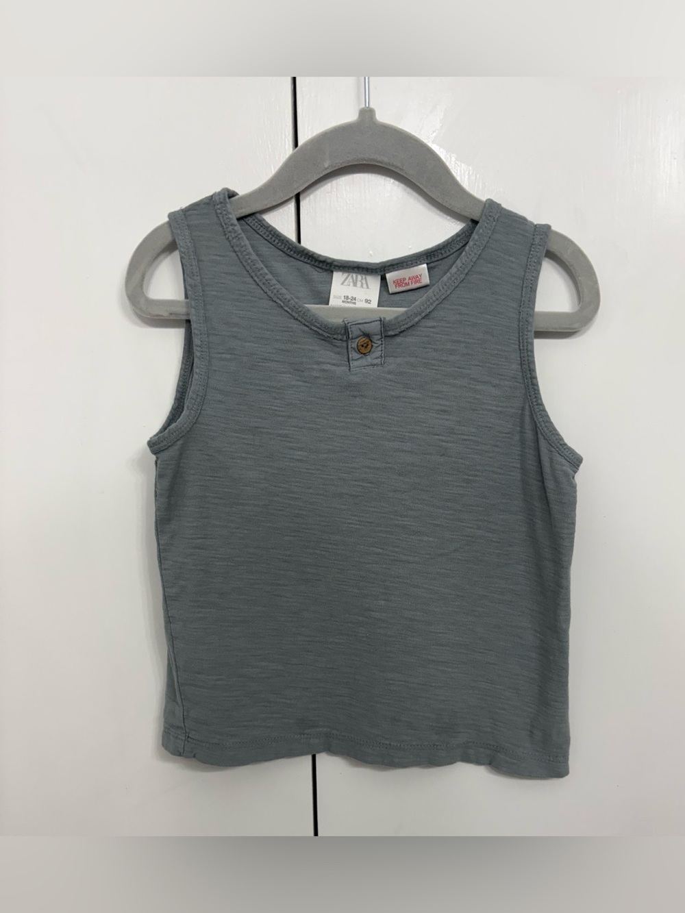 Zara Kids Dusty Blue Sleeveless Tank with Button Detail